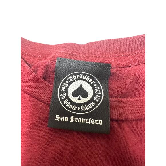 Thrasher Maroon Magazine Skateboarding Short Sleeve Size Large - Picture 6 of 7